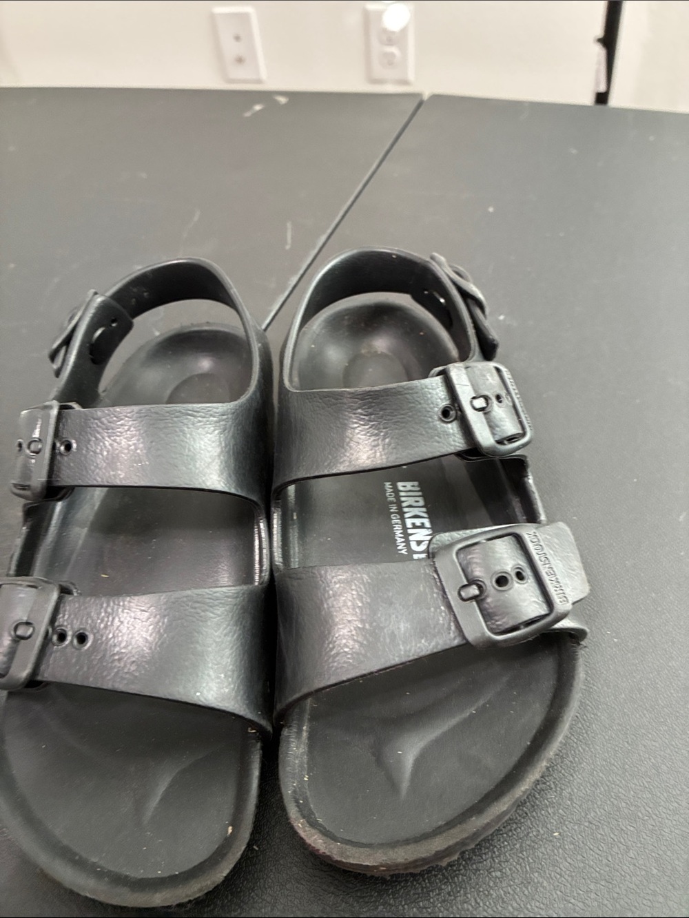 Birkenstock Kids Black Double Strap Buckle Sandals